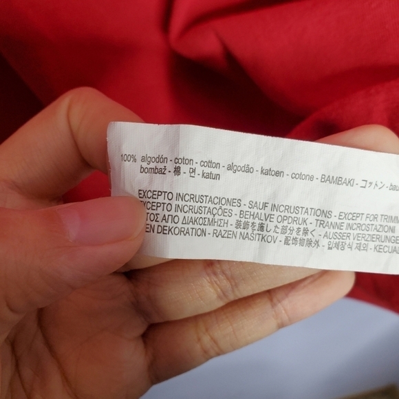 Zara Trafaluc Red Faux Pearl Distressed T-Shirt - Picture 9 of 10